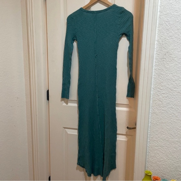 ANTHROPOLOGIE Sasha T.La Ribbed Cotton Knit Midi Maxi Dress new NWT Teal Blue XS - Picture 11 of 16